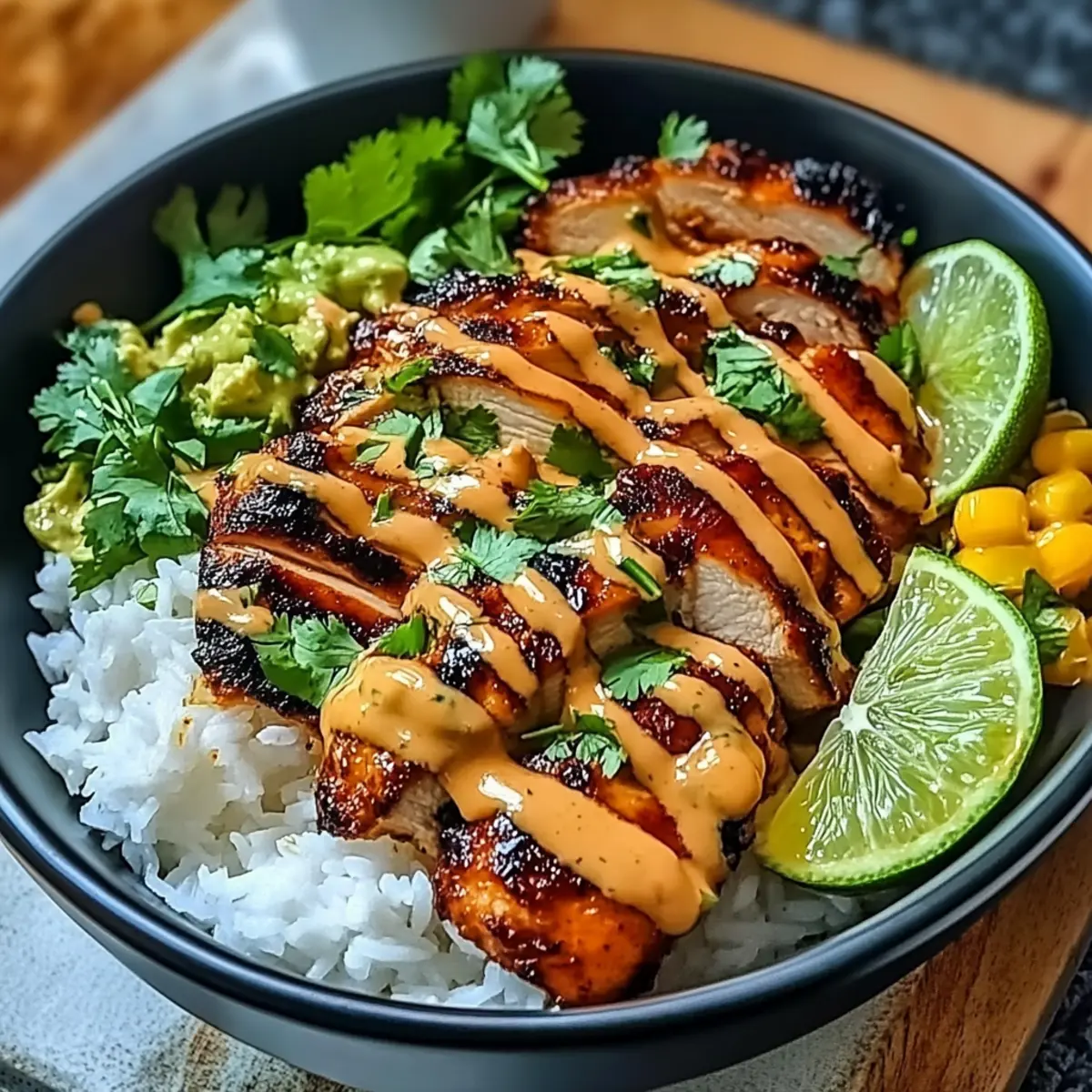 Sweet Chili Chicken Bowl with Coconut Lime Drizzle Bliss
