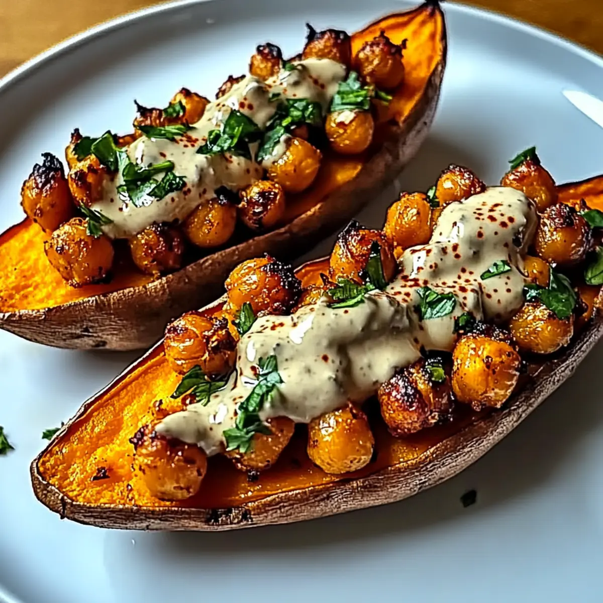 Sweet Potatoes with Tahini Butter Chickpeas: Comfort in a Bowl