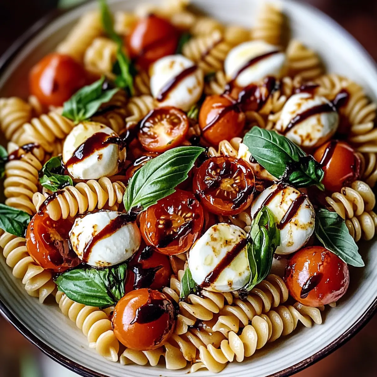 Caprese Pasta Salad with Balsamic Glaze for a Sweet Summer Delight