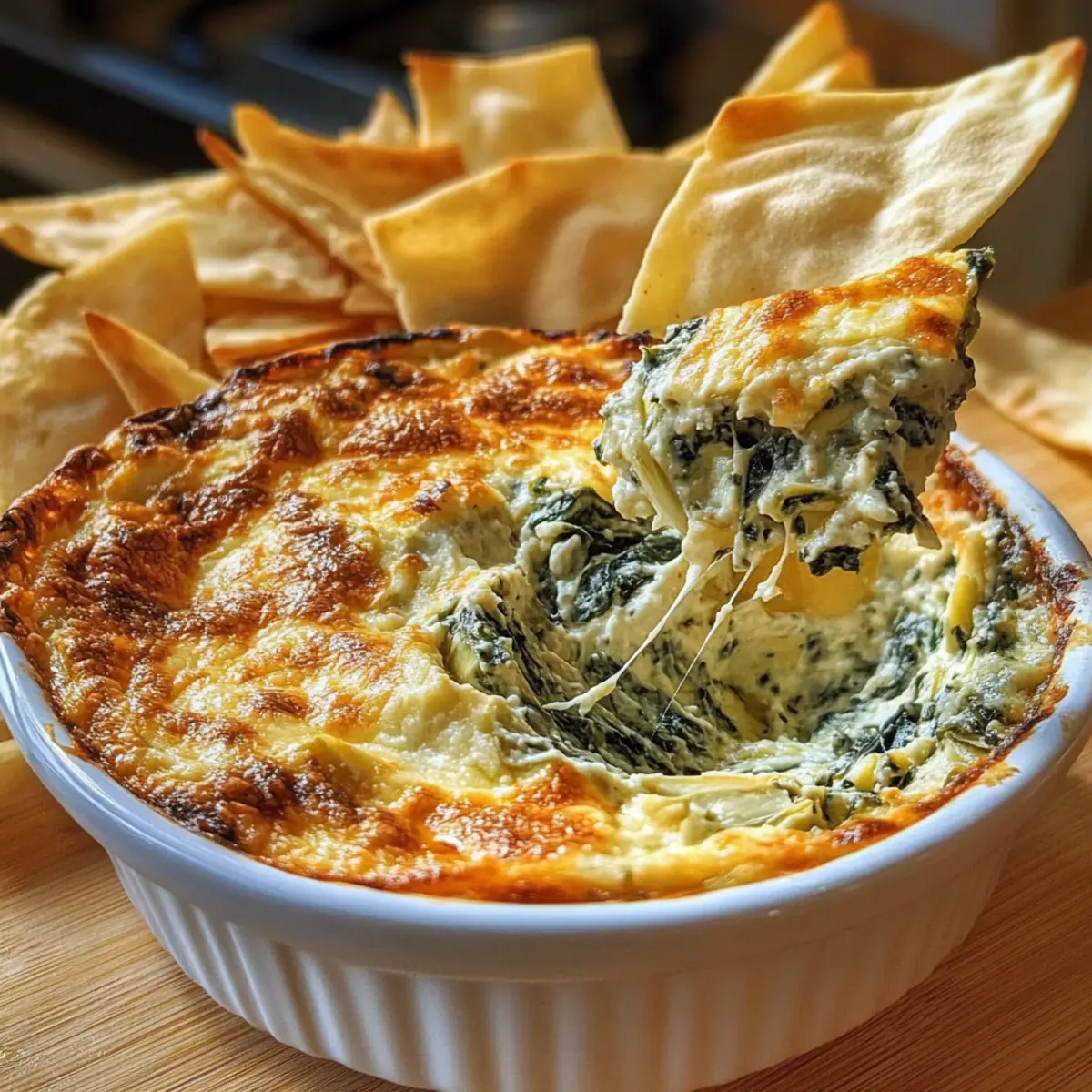 Creamy Spinach & Artichoke Dip with Pita Chips for Easy Snacking
