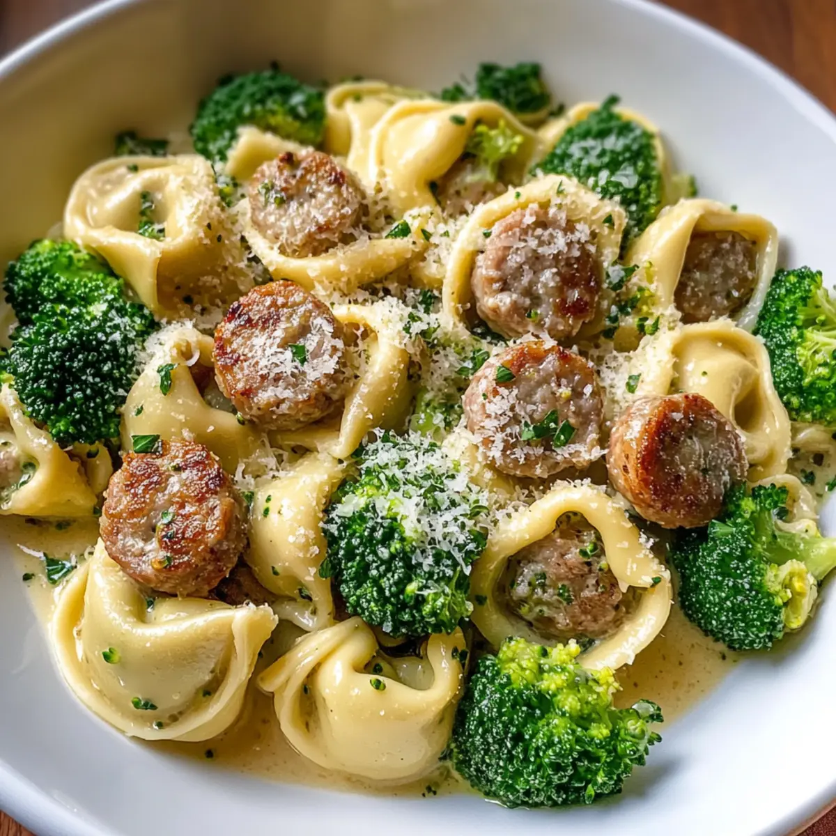 Creamy Garlic Parmesan Tortellini with Sausage and Broccoli Bliss