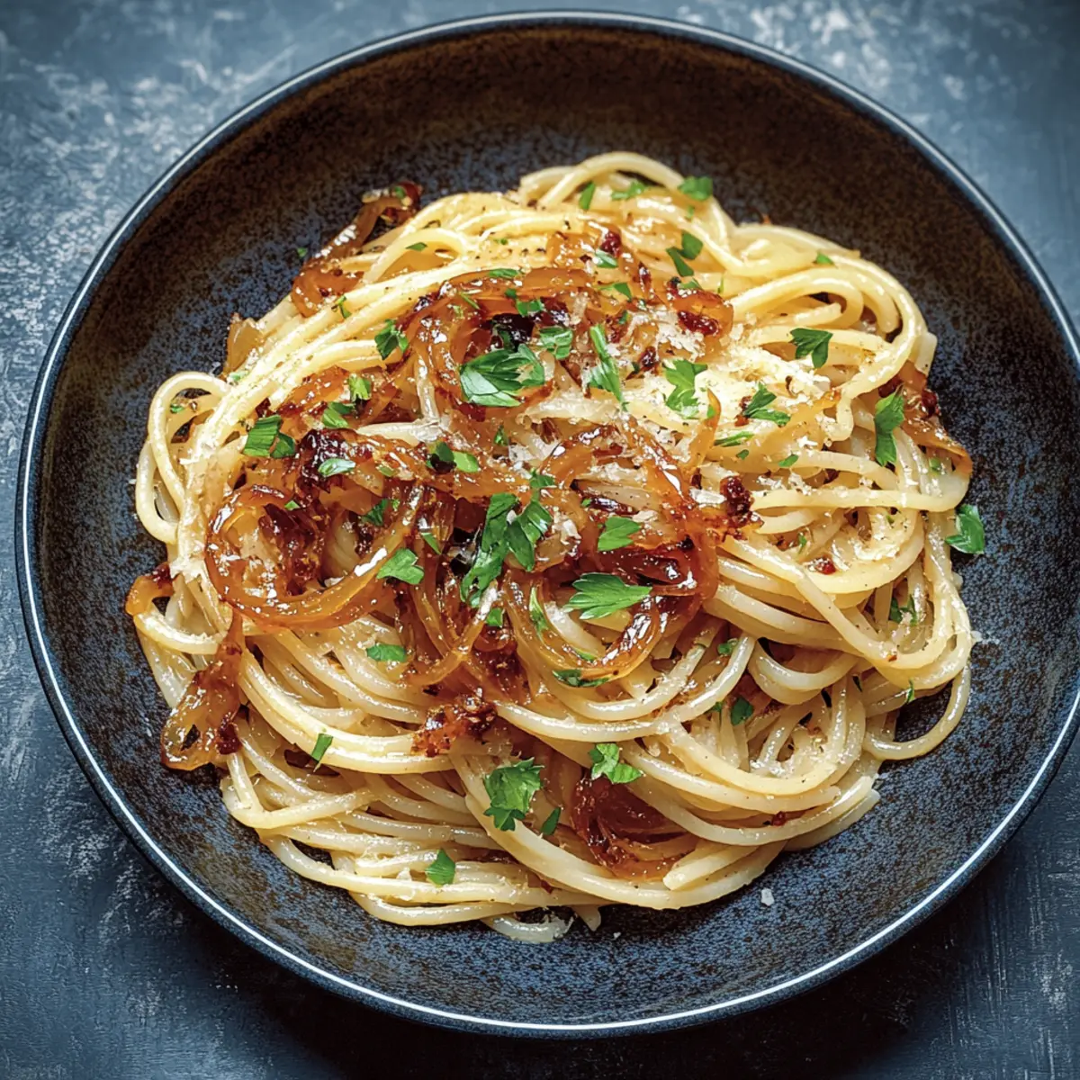 Savory Caramelized Onion Pasta with Chilli Oil Perfection