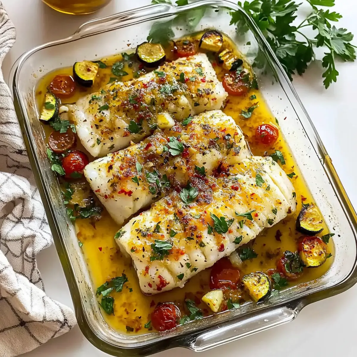 Delicious Gluten-Free Mediterranean Baked Cod with Lemon & Garlic