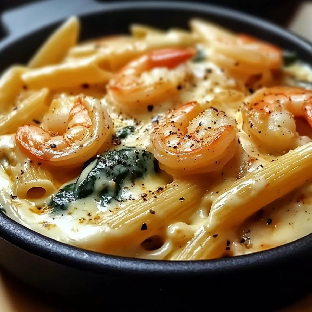 Cheese Shrimp Penne Pasta & Spinach for Creamy Comfort Joy