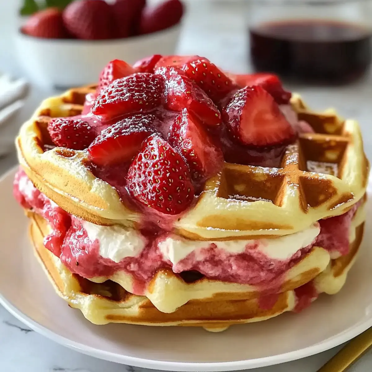 Strawberry Cheesecake Stuffed Waffles for a Blissful Brunch