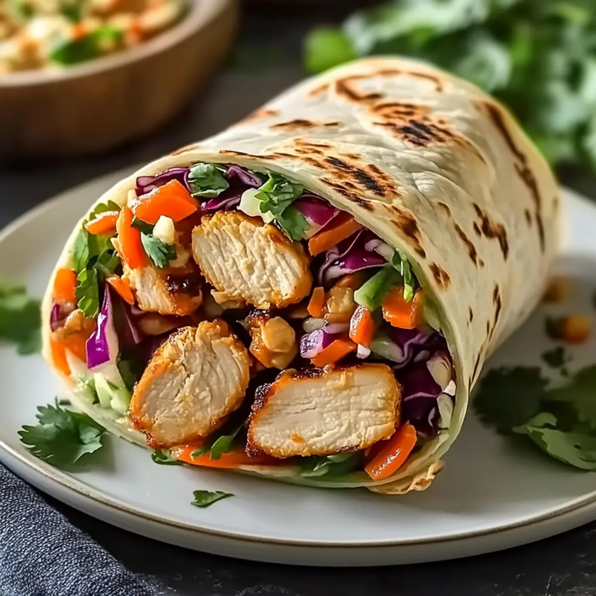 Thai Chicken Wrap with Crunchy Asian Slaw for a Fresh Twist