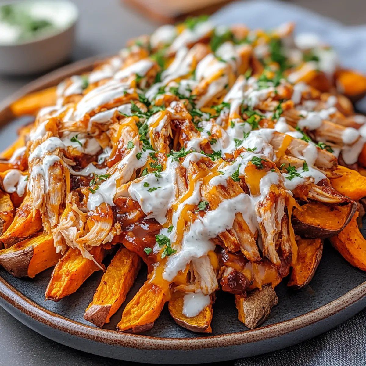 Loaded BBQ Chicken Sweet Potato Fries for a Flavorful Twist