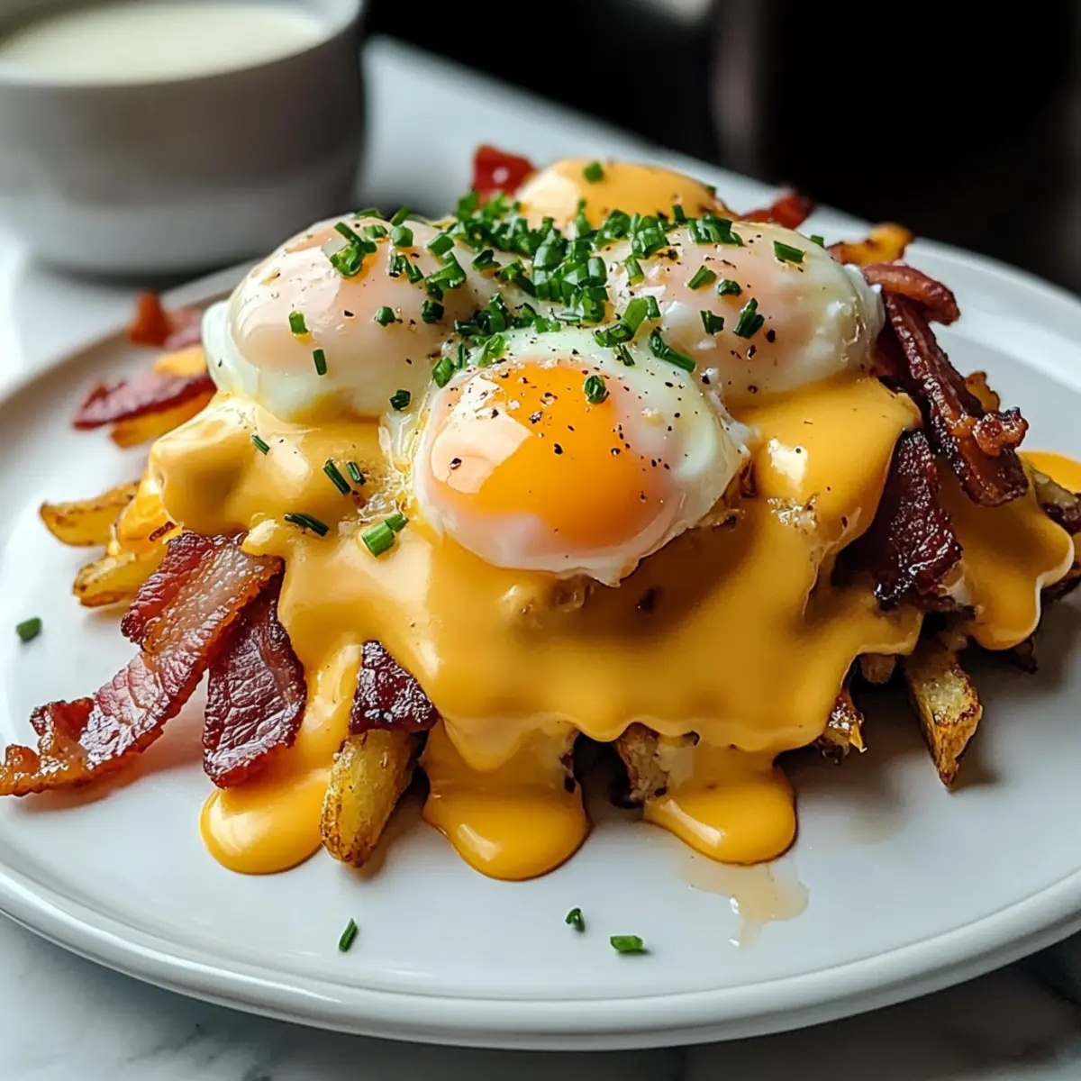 Delectable Breakfast Poutine with Creamy Hollandaise Sauce