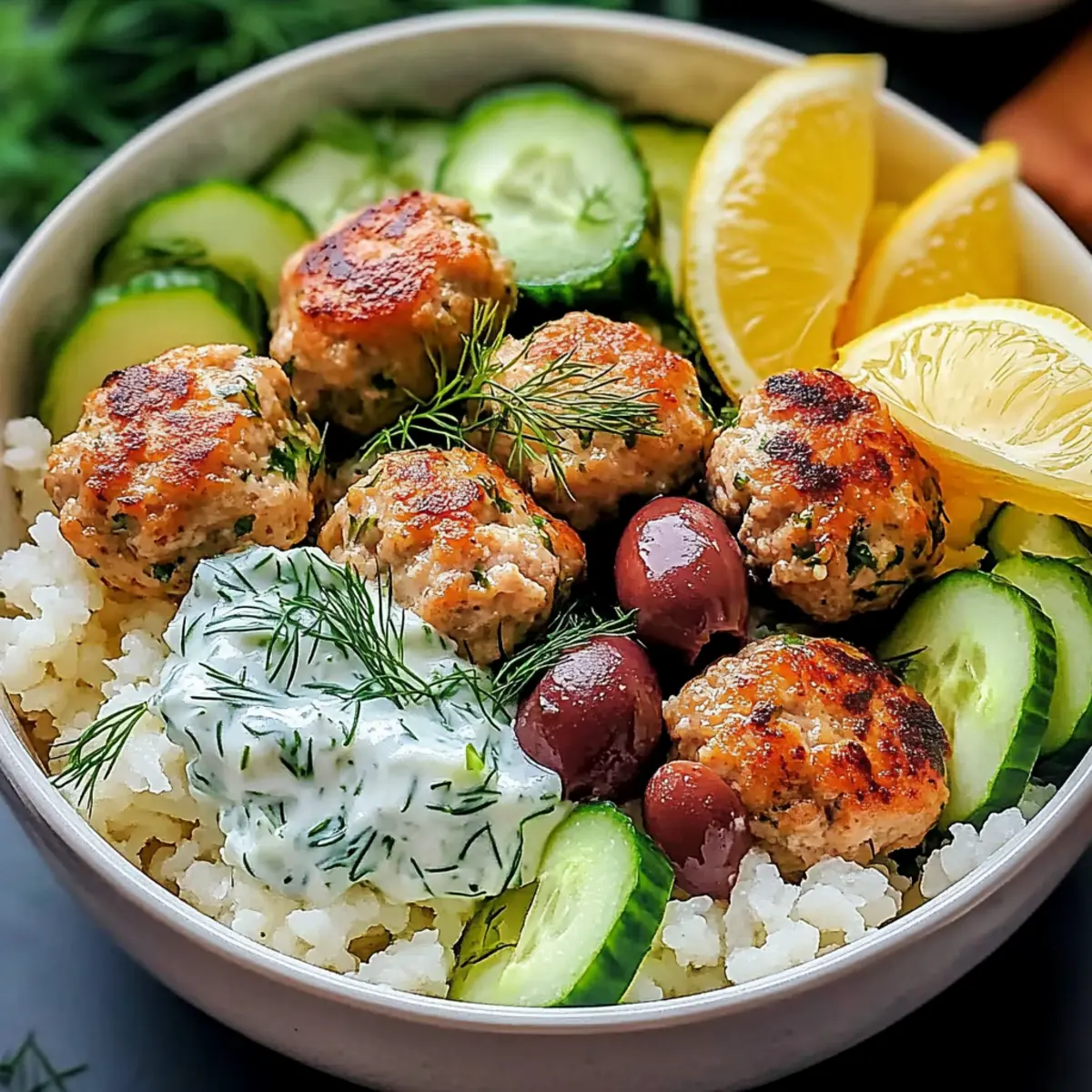 Mediterranean Bowl With Turkey Meatballs for Joyful Meals