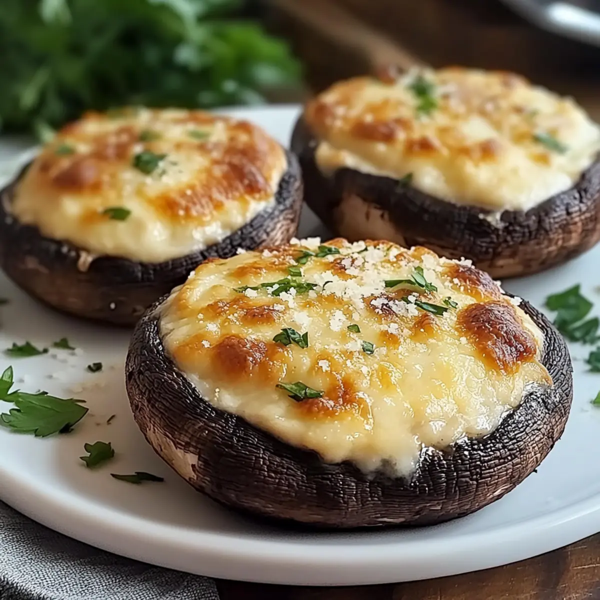 Savory Baked Portobello Mushrooms with Cheesy Garlic Bliss