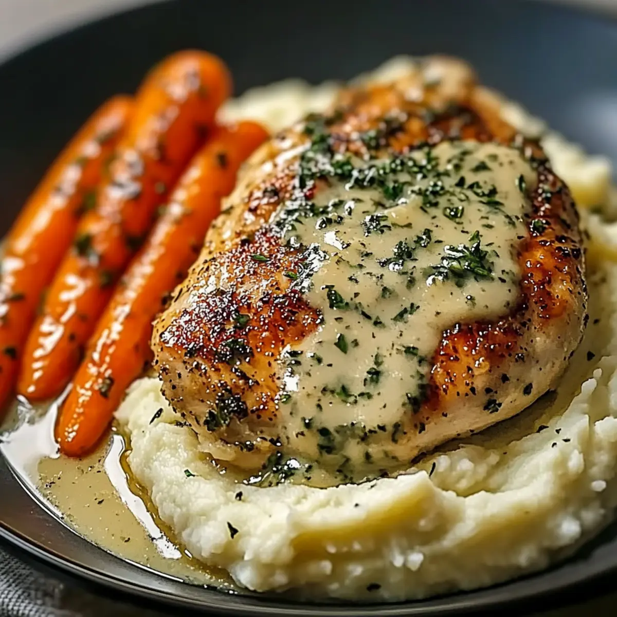 Creamy Herb Chicken with Mashed Potatoes & Glazed Carrots Bliss