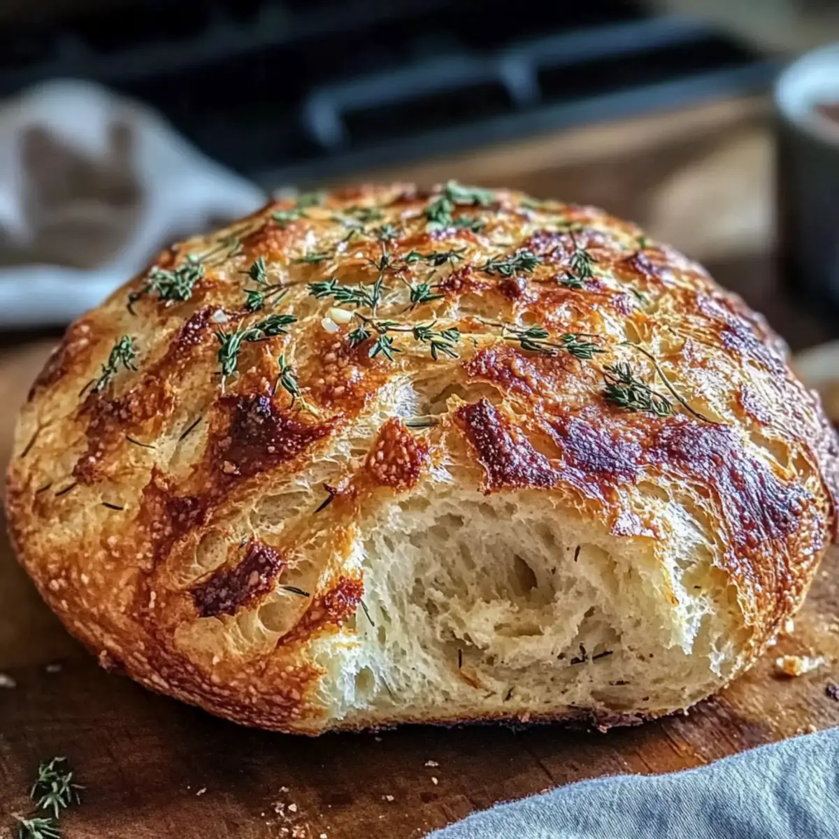 Garlic Herb Dutch Oven Bread for Easy Homemade Delight