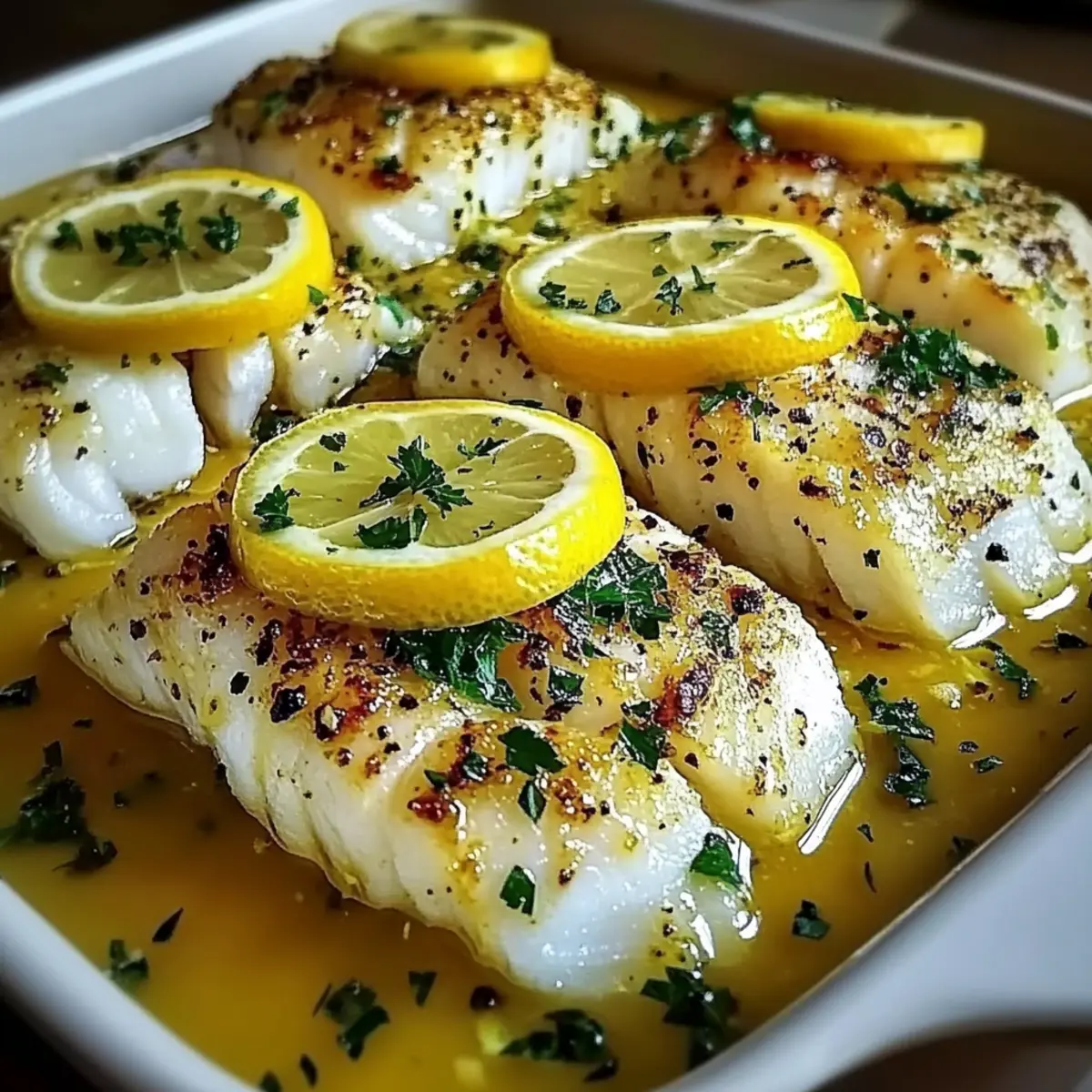 Baked Lemon-Garlic Cod with Butter Sauce for Effortless Elegance