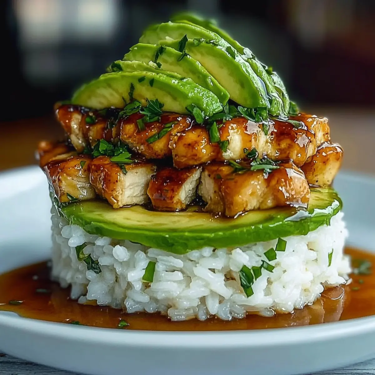 Honey Lime Chicken & Avocado Rice Stack for a Fresh Delight