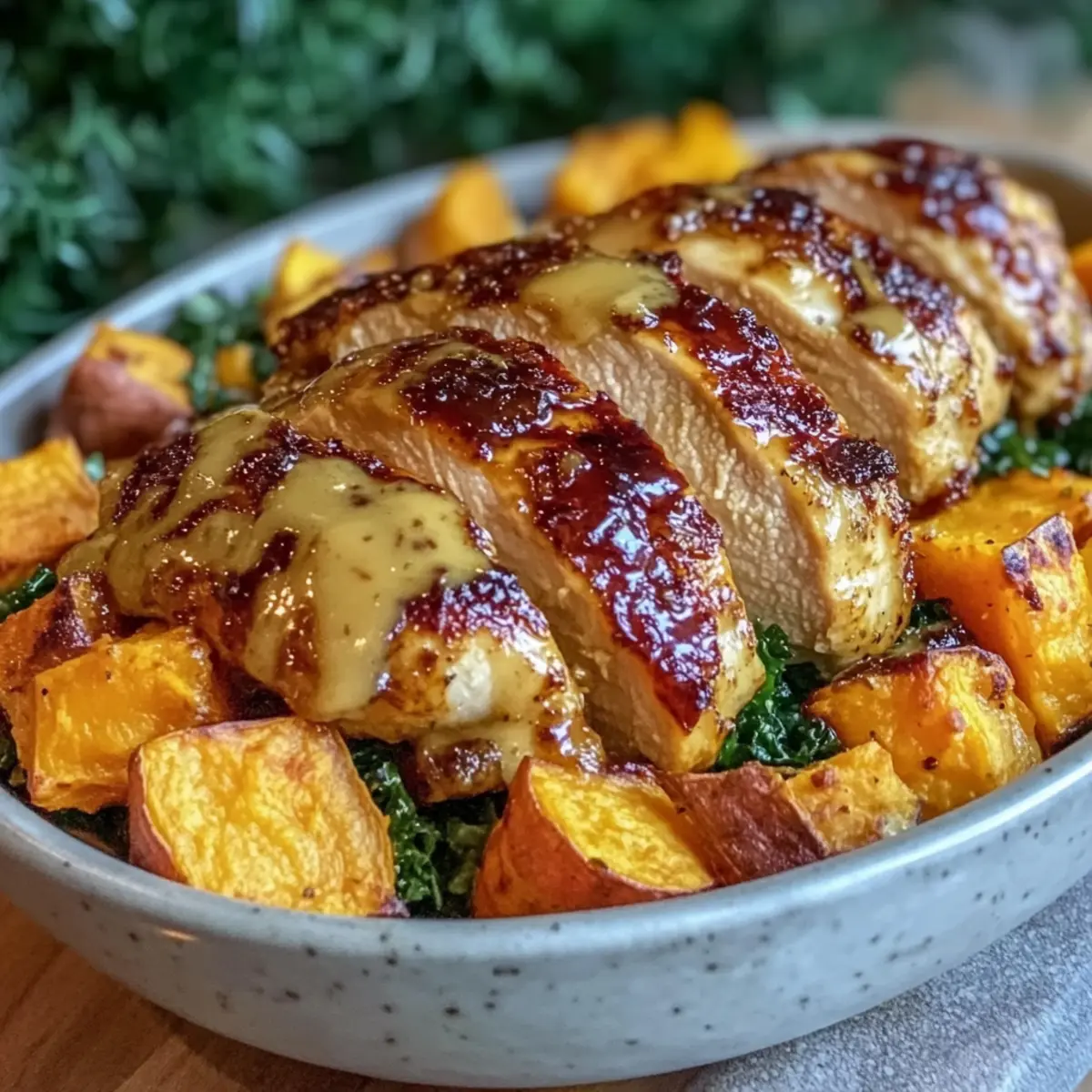 Maple Dijon Chicken Bowl Recipe with Sweet Potatoes Bliss