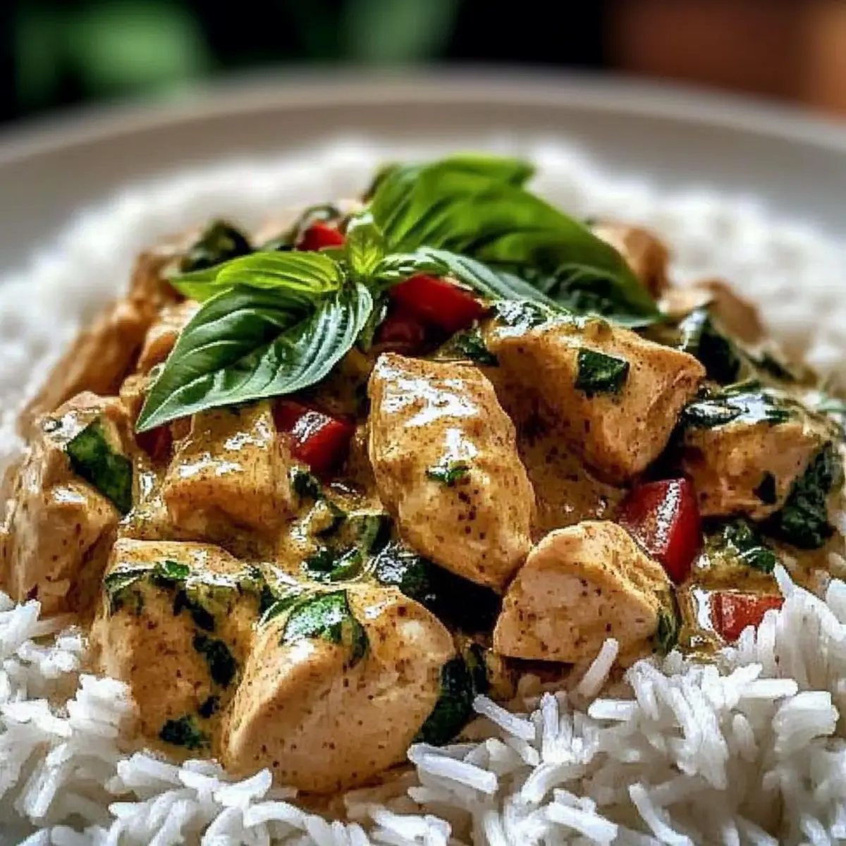 Spiced Coconut Basil Chicken with Rice: A Tropical Escape