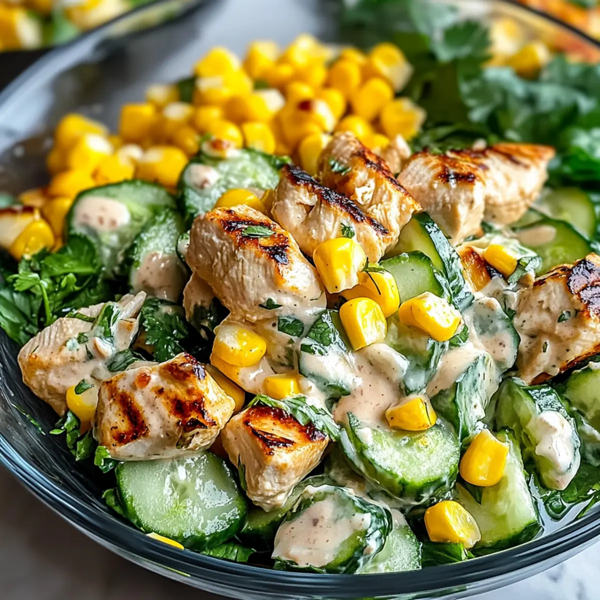 Street Corn Creamy Cucumber Chicken Salad for Summer Bliss