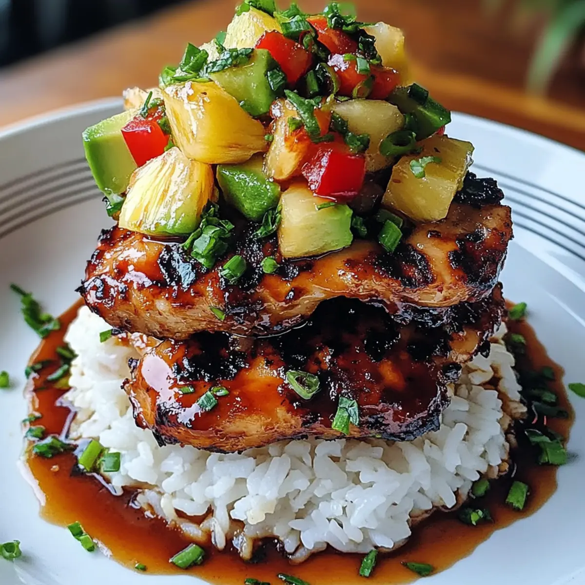 Tropical Hawaiian Huli Huli Chicken Stack to Savor Tonight