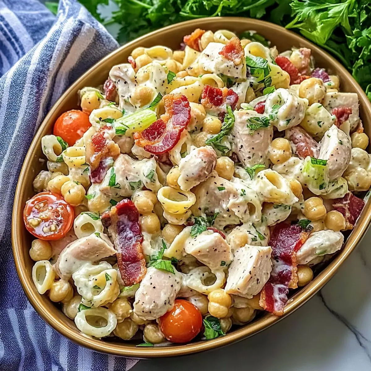 High Protein Bacon Ranch Pasta Salad for Flavorful Meal Prep