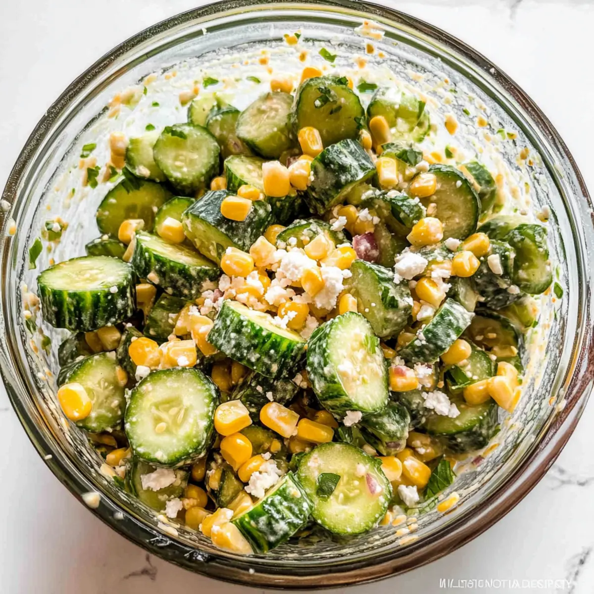 Mexican Cucumber Salad with Corn and Elote Dressing Bliss