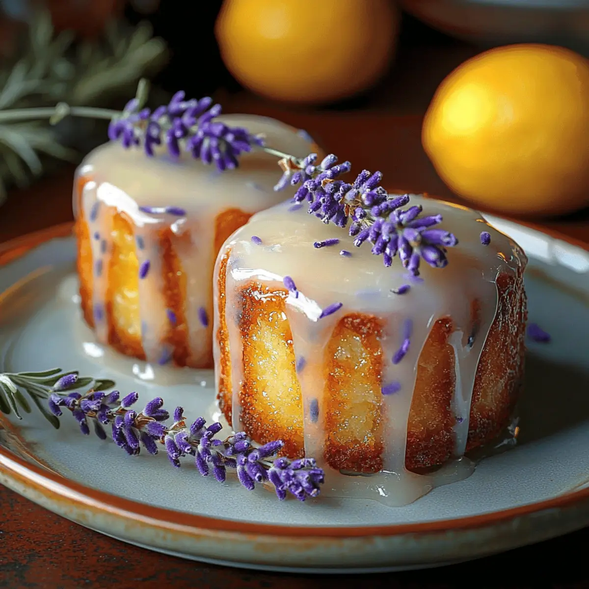 Delight in Mini Lemon Cakes with Lavender Glaze Today