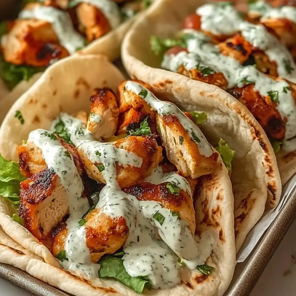 Easy Sheet Pan Chicken Pitas with Herby Ranch Bliss