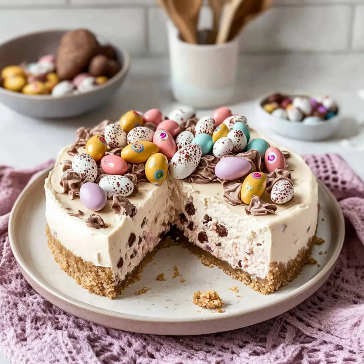 Easter No-Bake Mini Egg Cheesecake for Effortless Indulgence