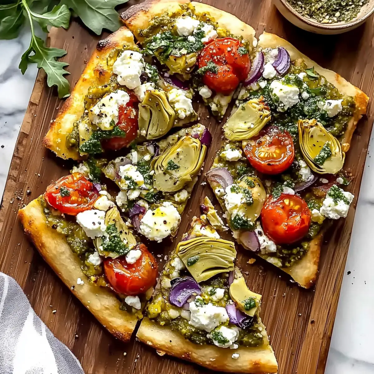 Mediterranean Flatbread Pizza: Quick, Fresh, and Flavorful!