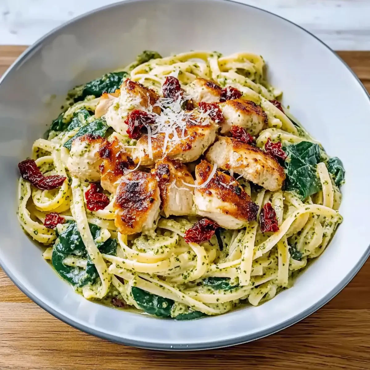 Simple Creamy Chicken Pesto Pasta with Spinach in 30 Minutes
