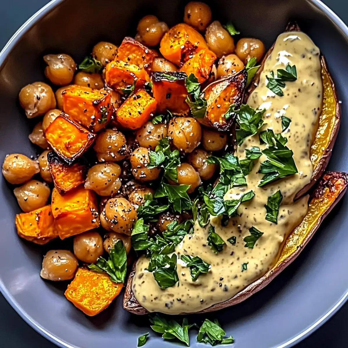 Sweet Potatoes with Tahini Butter Chickpeas: A Cozy Delight