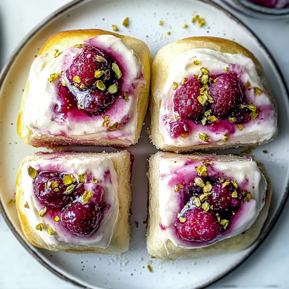 Raspberry and Rose Cheesecake Buns for a Sweet Escape