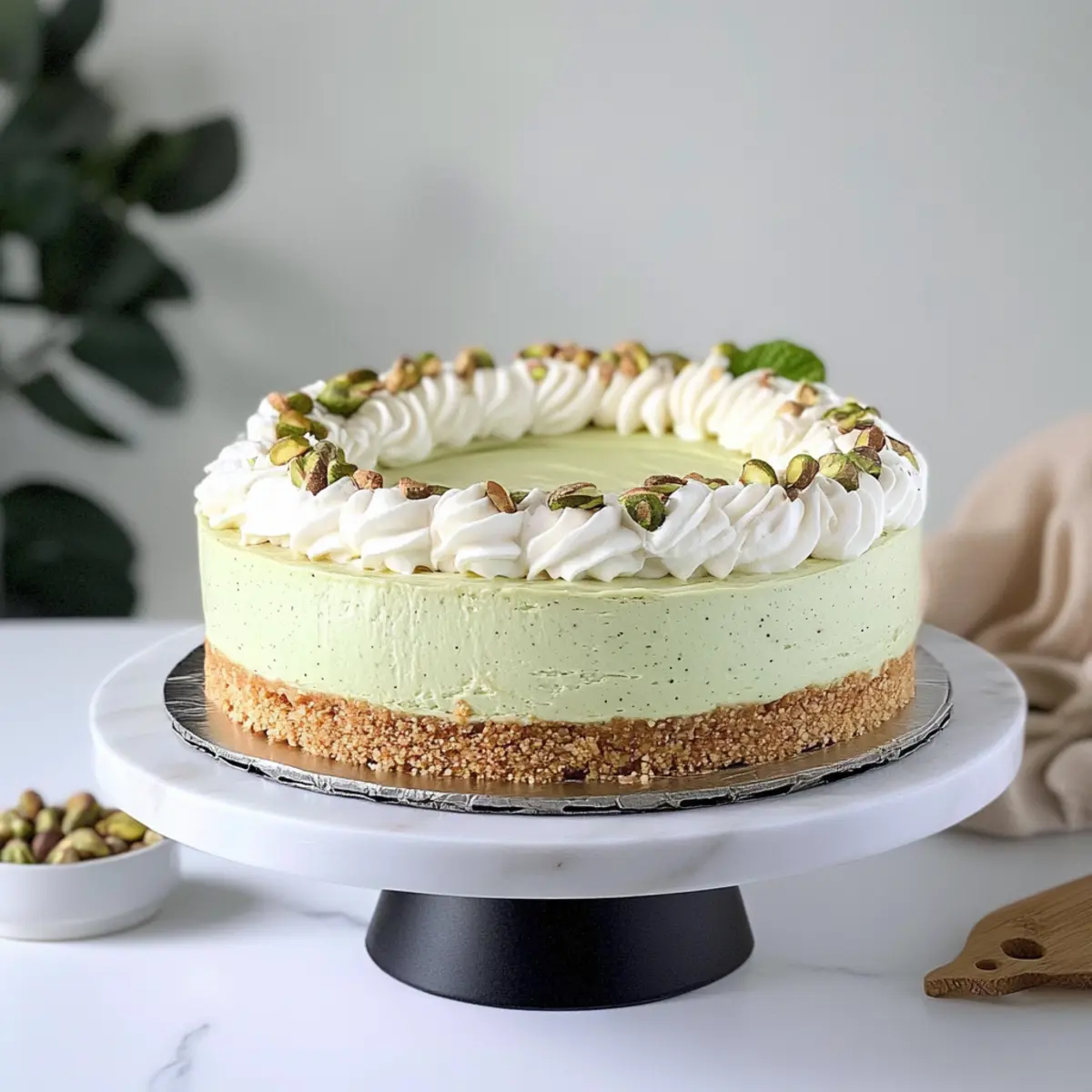 Delicious No Bake Pistachio Cheesecake That's Effortlessly Creamy