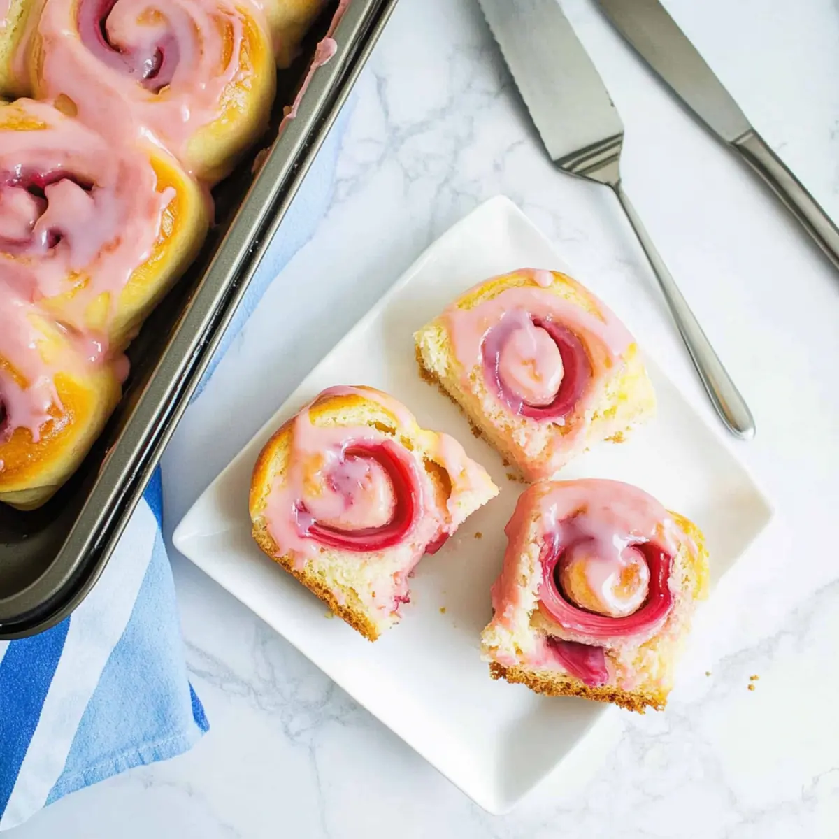 Delicious Rhubarb Rolls with Sweet Pink Glaze for Springtime Treats