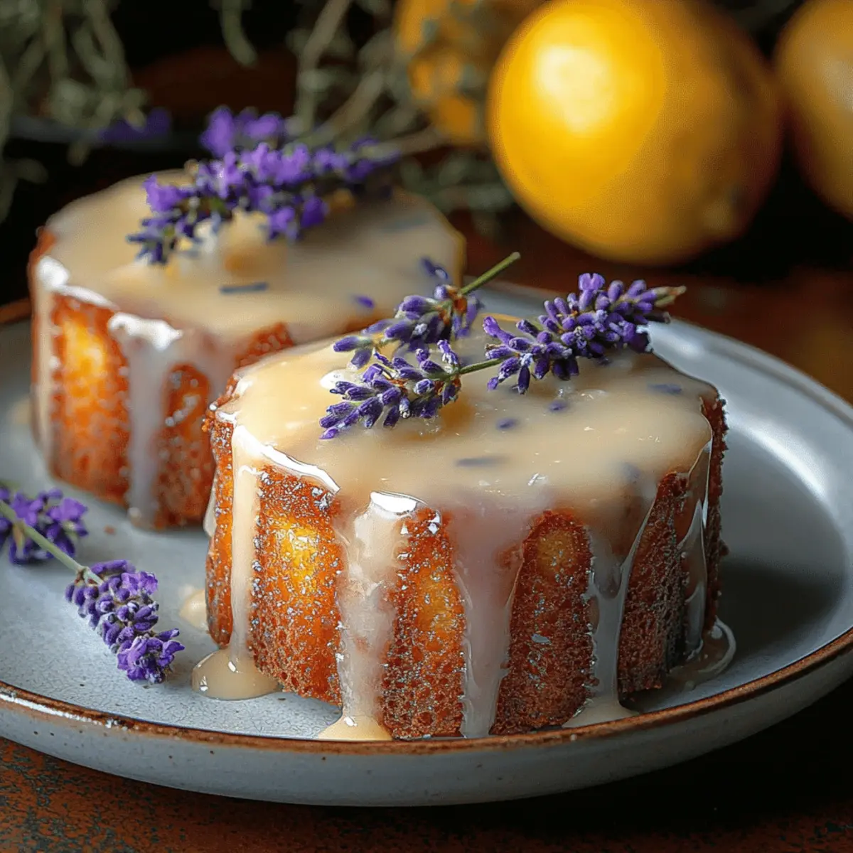Irresistible Mini Lemon Cakes with Lavender Glaze Delight