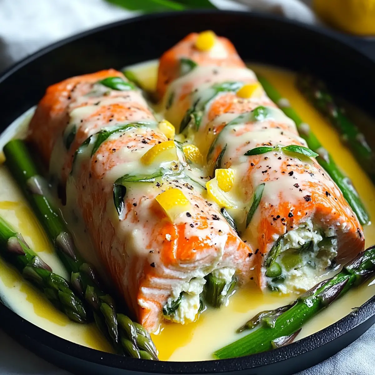 Asparagus and Lemon Basil Ricotta Stuffed Salmon Rolls to Wow
