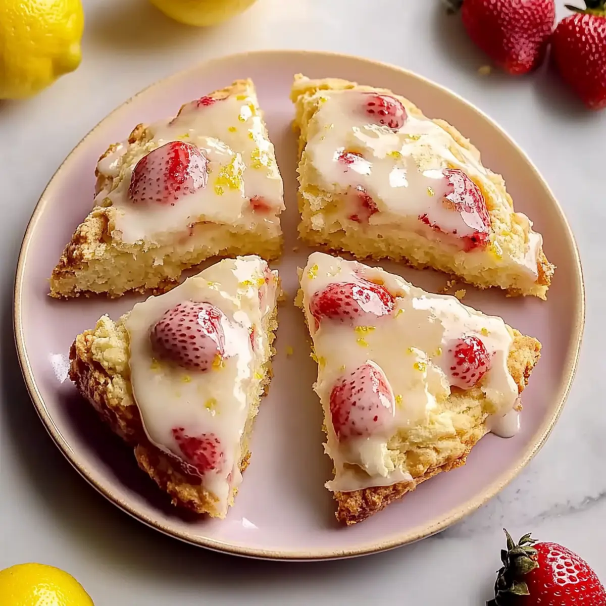Bakery-Style Strawberry Lemon Cream Scones for a Spring Treat
