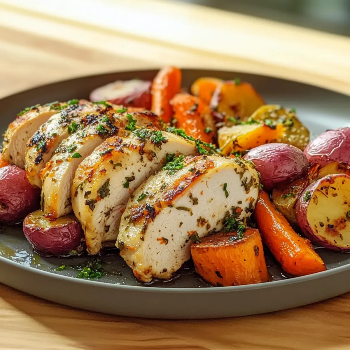 One Pan Herb Roasted Vegetables & Chicken for Busy Nights