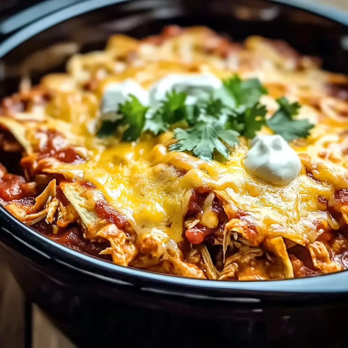 Crockpot Chicken Enchilada Casserole for Easy Weeknight Comfort