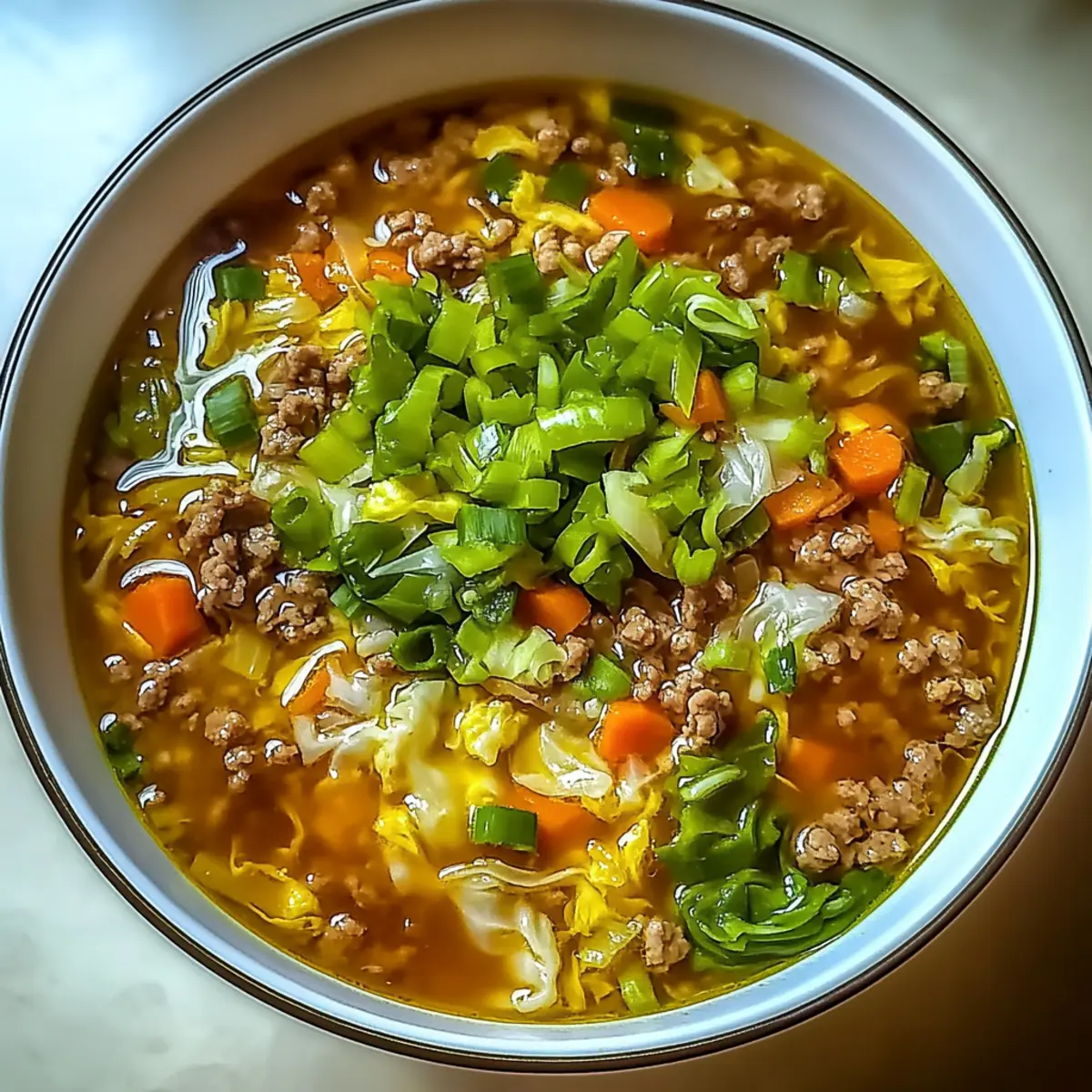 One-Pot Egg Roll Soup with Green Onions and Ginger Magic