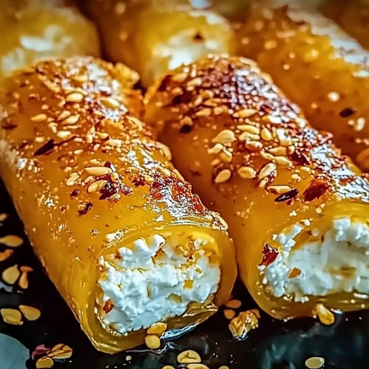 Oven Fried Feta Rolls with Chili Honey: Crispy Flavor Bliss