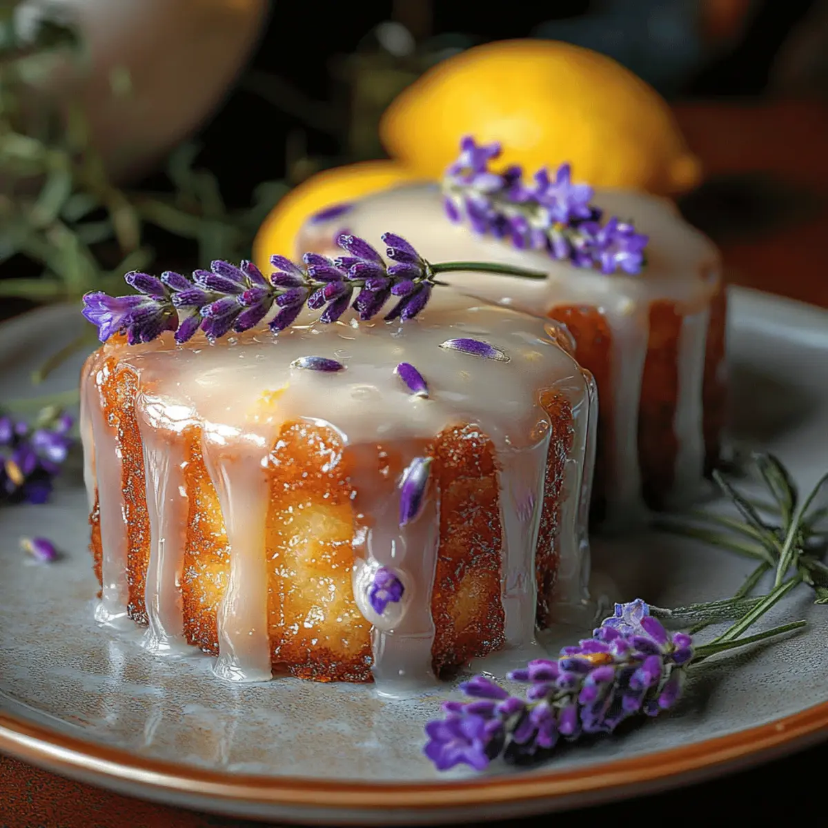 Mini Lemon Cakes with Lavender Glaze for Elegant Gatherings