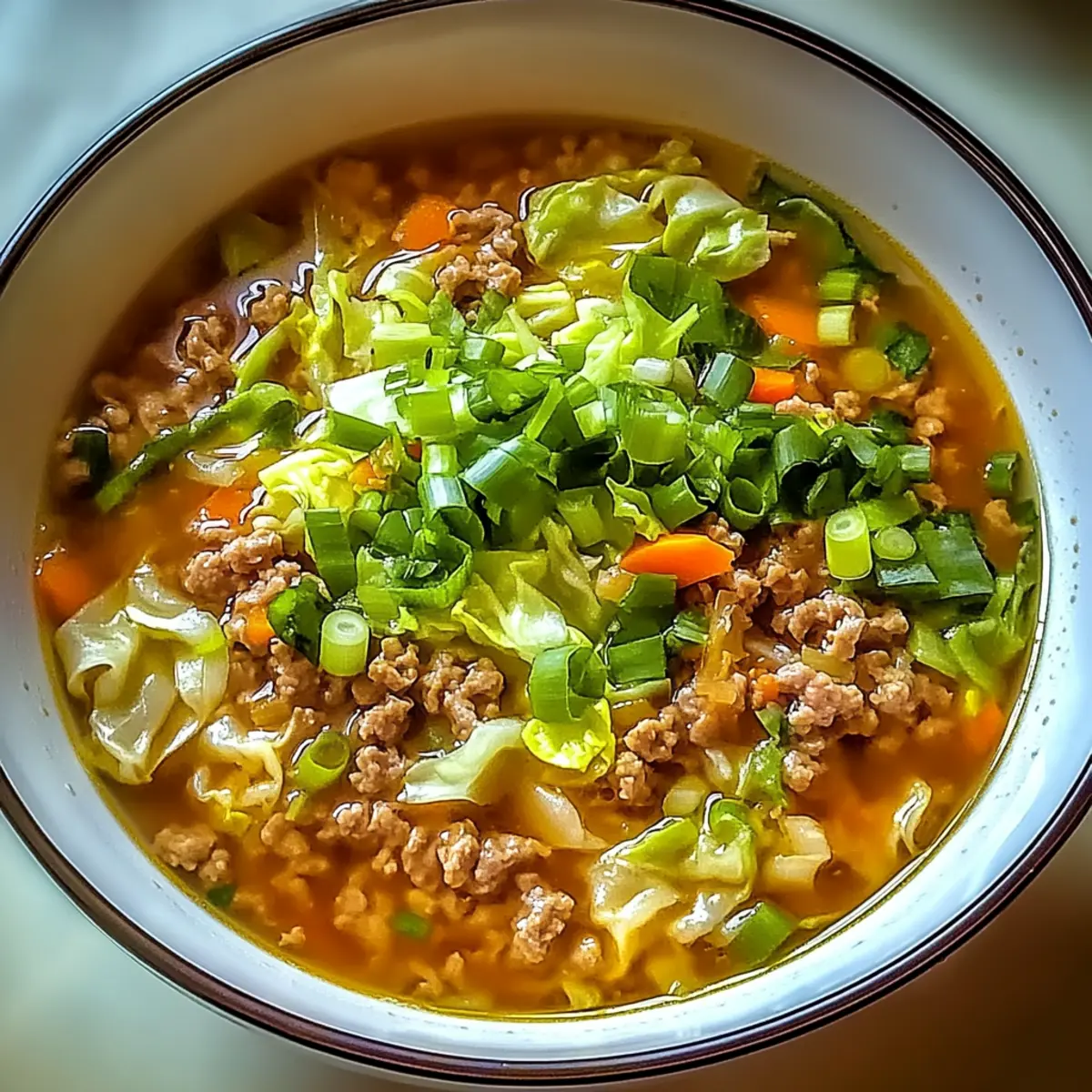 One-Pot Egg Roll Soup with Green Onions and Ginger Bliss