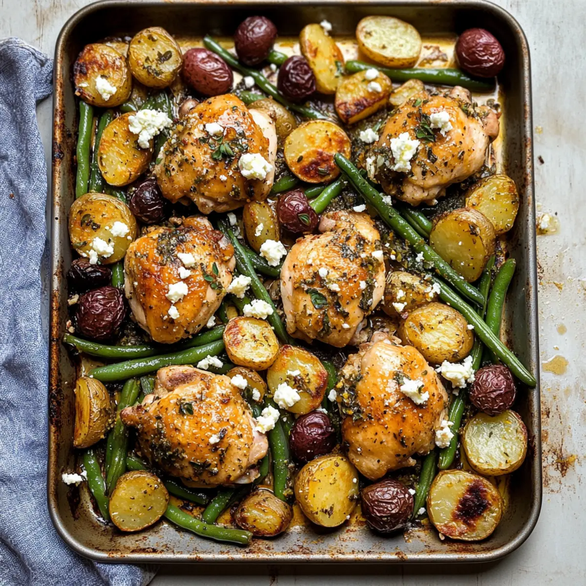 Mediterranean Lemon Chicken with Potatoes & Green Beans Delight