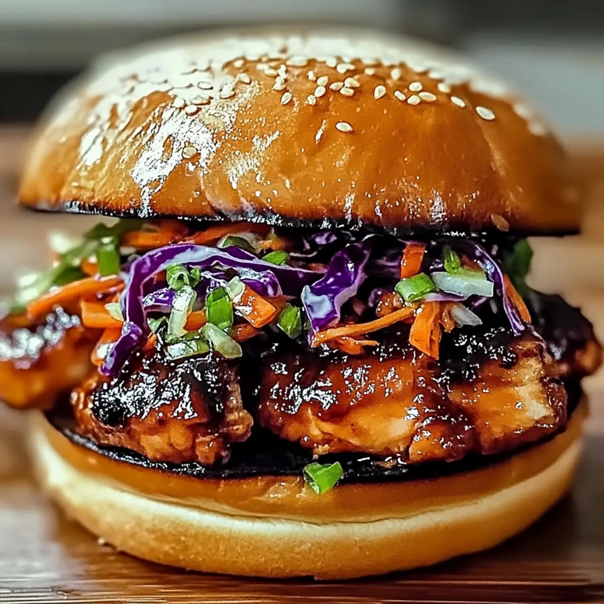 Savory Korean BBQ Chicken Sandwich with Crunchy Slaw