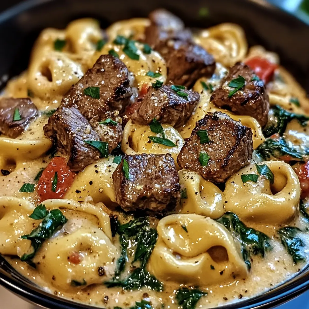 Creamy Tuscan Spinach & Steak Bites Tortellini in 30 Minutes