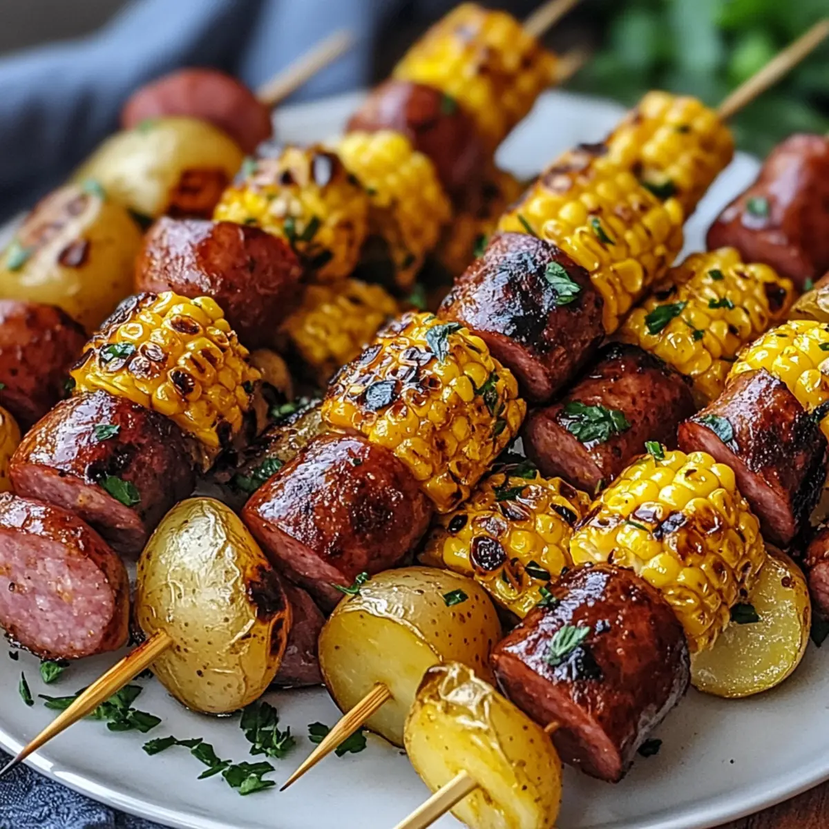 Mouthwatering Cowboy Butter Kielbasa and Potato Skewers