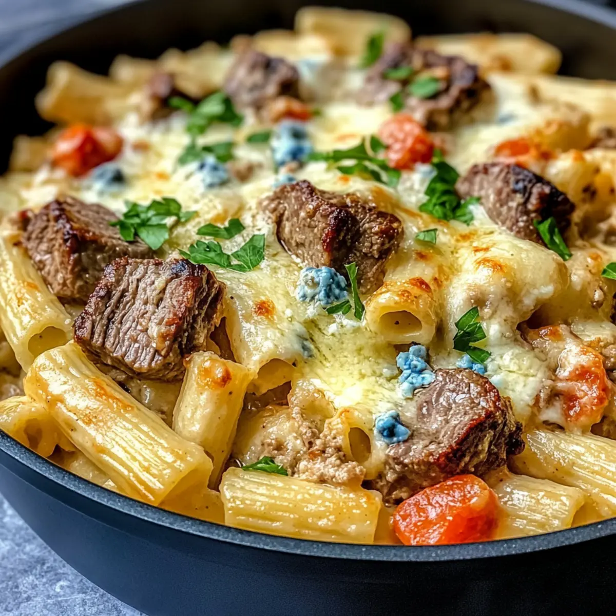 Steak & Blue Cheese Rigatoni Bake: A Cozy, Cheesy Delight