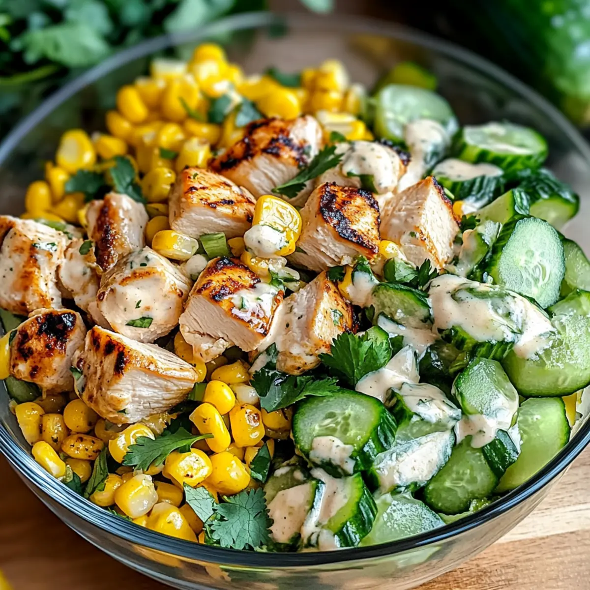 Street Corn Creamy Cucumber Chicken Salad for Summer Bliss