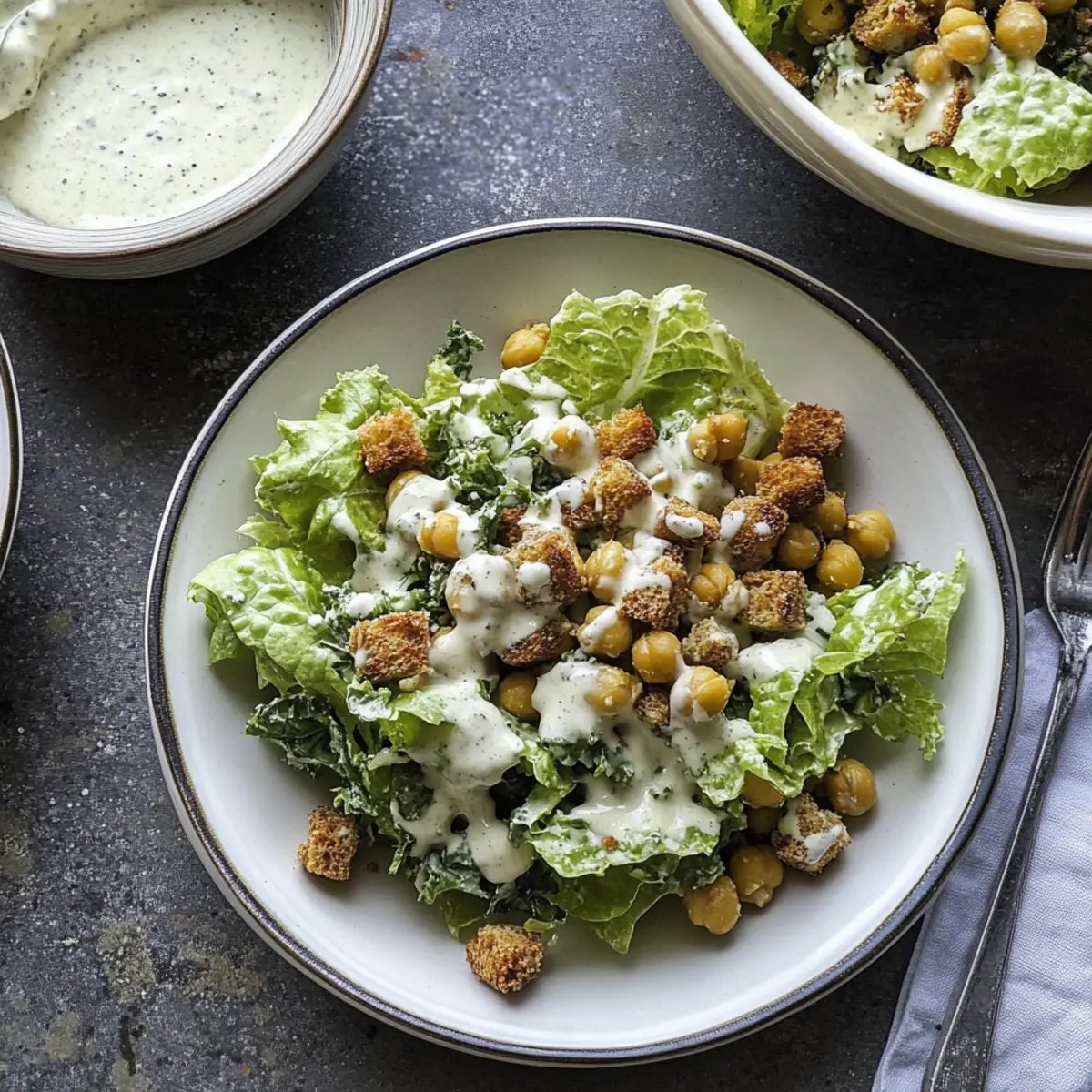 Crispy Chickpea Croutons Elevate Romaine Caesar Salad Delight
