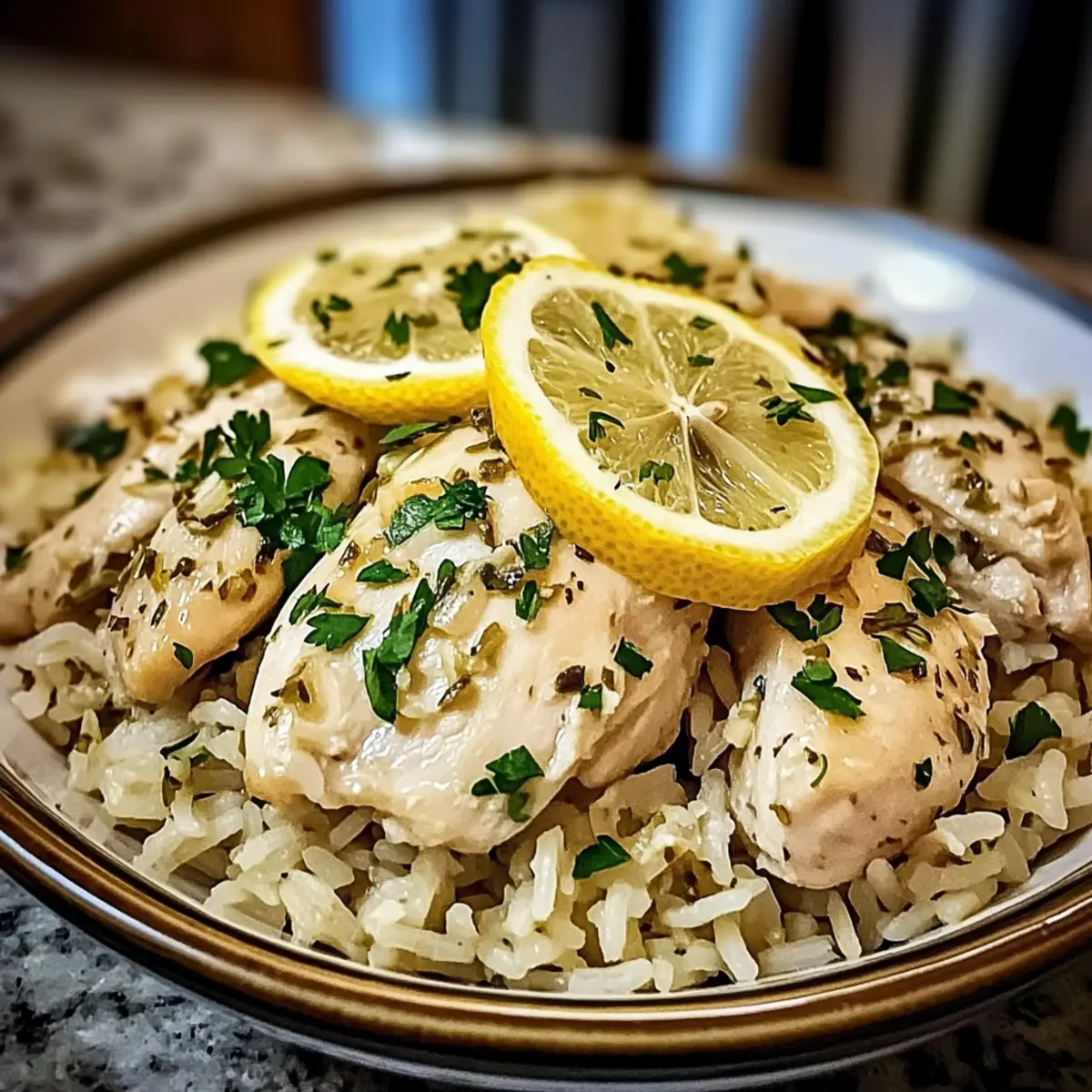 Comforting Slow Cooker Lemon Herb Chicken and Rice Delight